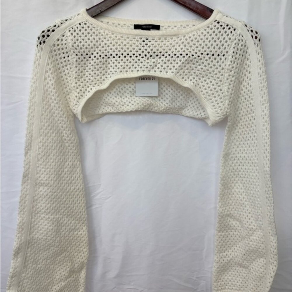 Forever 21 White Knit Cropped Sweater